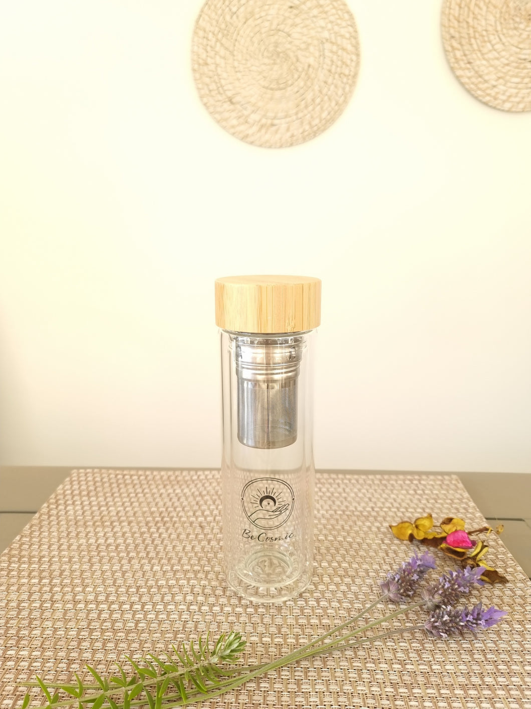 Botella vidrio infusor sol