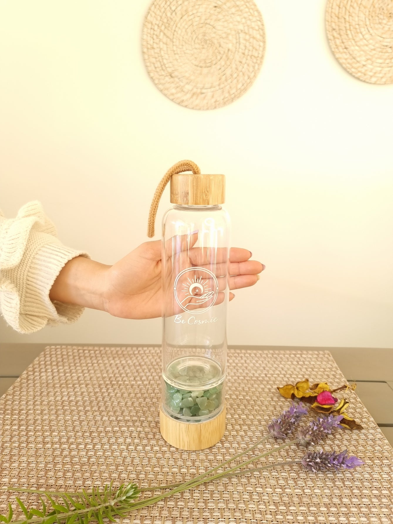 Botella vidrio poder aventurina